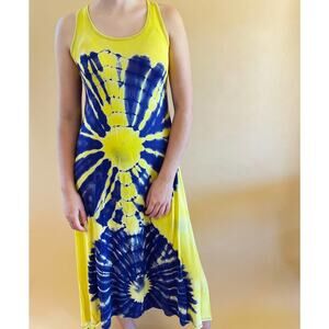Hi Lo Maxi Dress Yellow Tie Dye L/XL